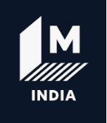 white and black logo with M india written on it