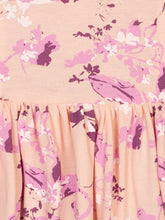 Load image into Gallery viewer, Purple printed floral dress zoom shot
