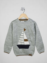 Load image into Gallery viewer, Boys winter woolen full sleeves round neck sweater in grey
