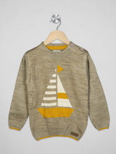 Load image into Gallery viewer, Boys winter woolen full sleeves round neck sweater in beige
