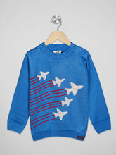 Load image into Gallery viewer, Boys winter woolen full sleeves round neck sweater in blue
