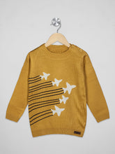 Load image into Gallery viewer, Boys winter woolen full sleeves round neck sweater in mustard
