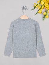 Load image into Gallery viewer, Boys winter woolen full sleeves round neck sweater in grey and white combination
