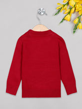 Load image into Gallery viewer, Boys winter woolen full sleeves round neck sweater in red and white combination
