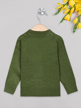 Load image into Gallery viewer, Boys winter woolen full sleeves round neck sweater in green
