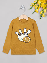 Load image into Gallery viewer, Boys winter woolen full sleeves round neck sweater in yellow and white combination
