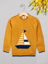 Load image into Gallery viewer, Boys winter woolen full sleeves round neck sweater in yellow
