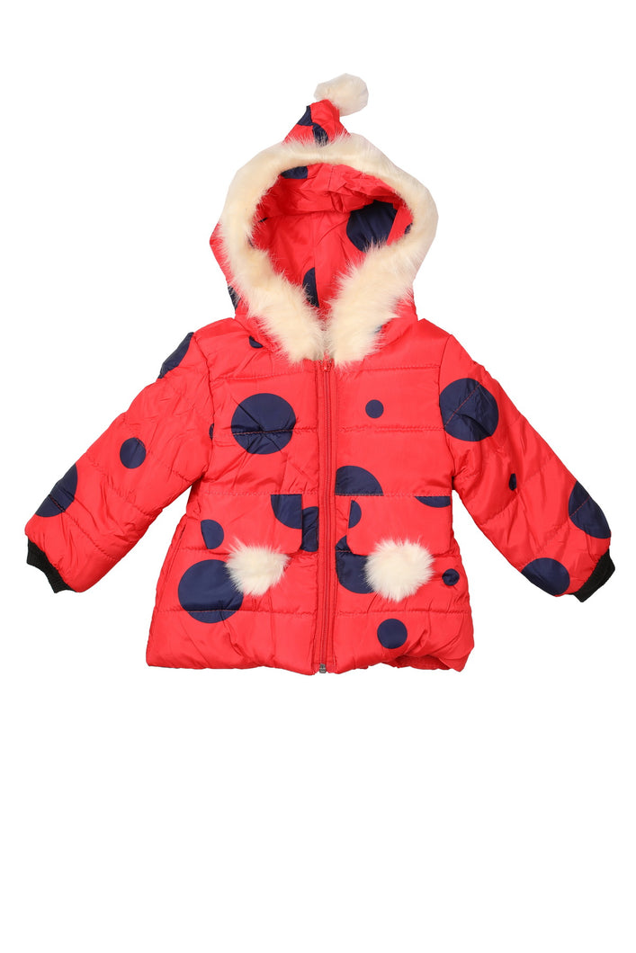 The Sandbox Clothing Co.  Full Sleeves Polka Kids Winter Jacket - Red & Navy